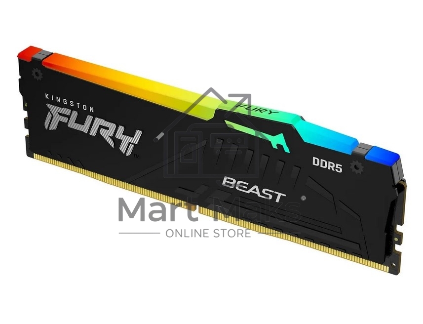 Оперативная память Kingston Fury Beast Black AMD RGB, DDR5, 16GB (1x16 GB), 6000 MHz, CL36, радиатор, RGB, черный