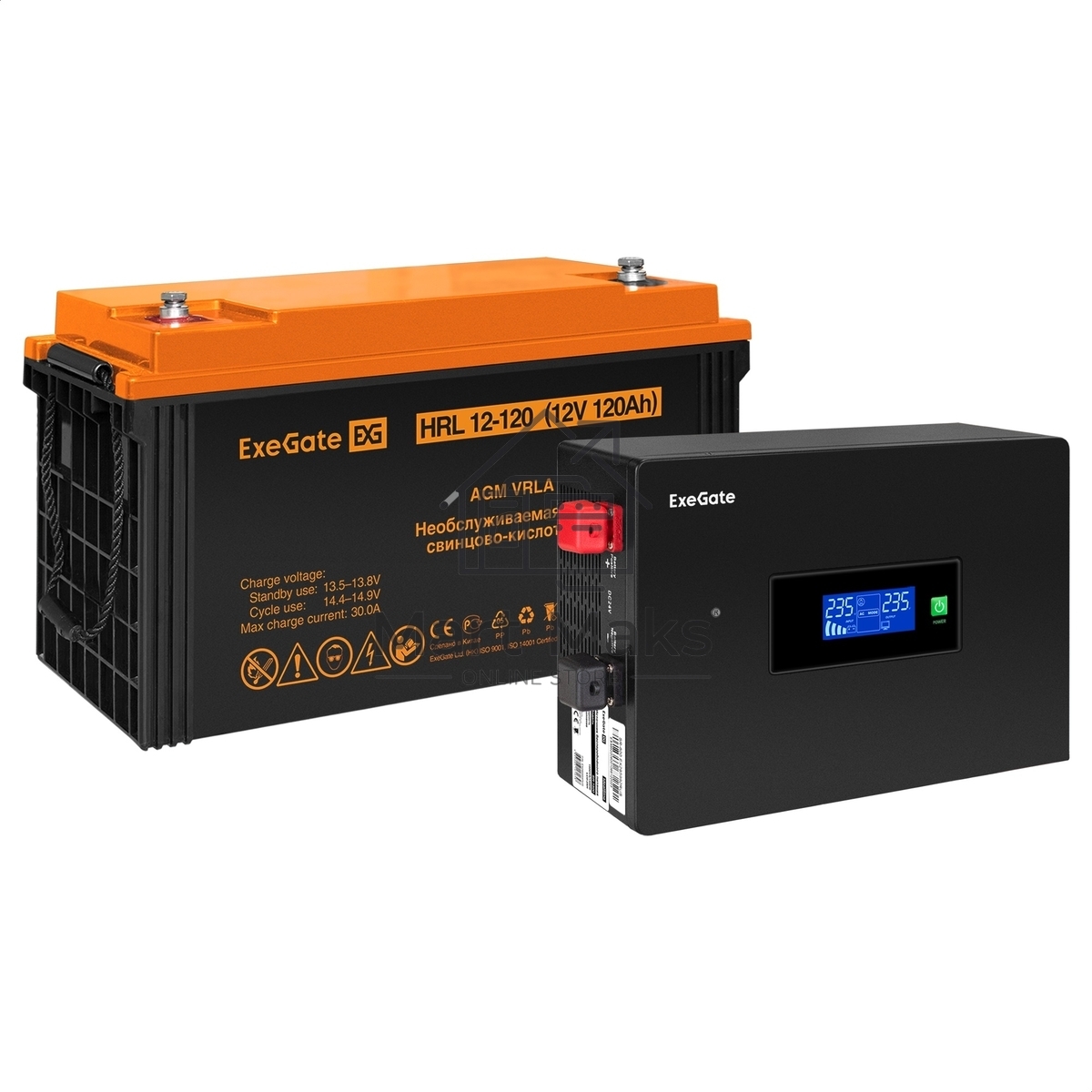 Комплект Источник бесперебойного питания EX295993RUS + батарея 120Aч EX285657RUS 1шт (инвертор, синус, для котла, PF=1, настенный) ExeGate IdealSine SR-1000.LCD.2SH 1000VA/1000W, чистая синусоида, цветной LCD-дисплей, 2*Schuko, крепление настенное, черный Комплект Источник бесперебойного питания EX295993RUS + батарея 120Aч EX285657RUS 1шт (инвертор, синус, для котла, PF=1, настенный) ExeGate IdealSine SR-1000.LCD.2SH 1000VA/1000W, чистая синусоида, цветной LCD-дисплей, 2*Schuko, крепление настенное, черный