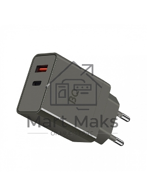 Зарядное устройство BQ Charger 38W2A01 (2 ports Type-C + USB, PD 20W+QC3.0 18W, 38W total) серый