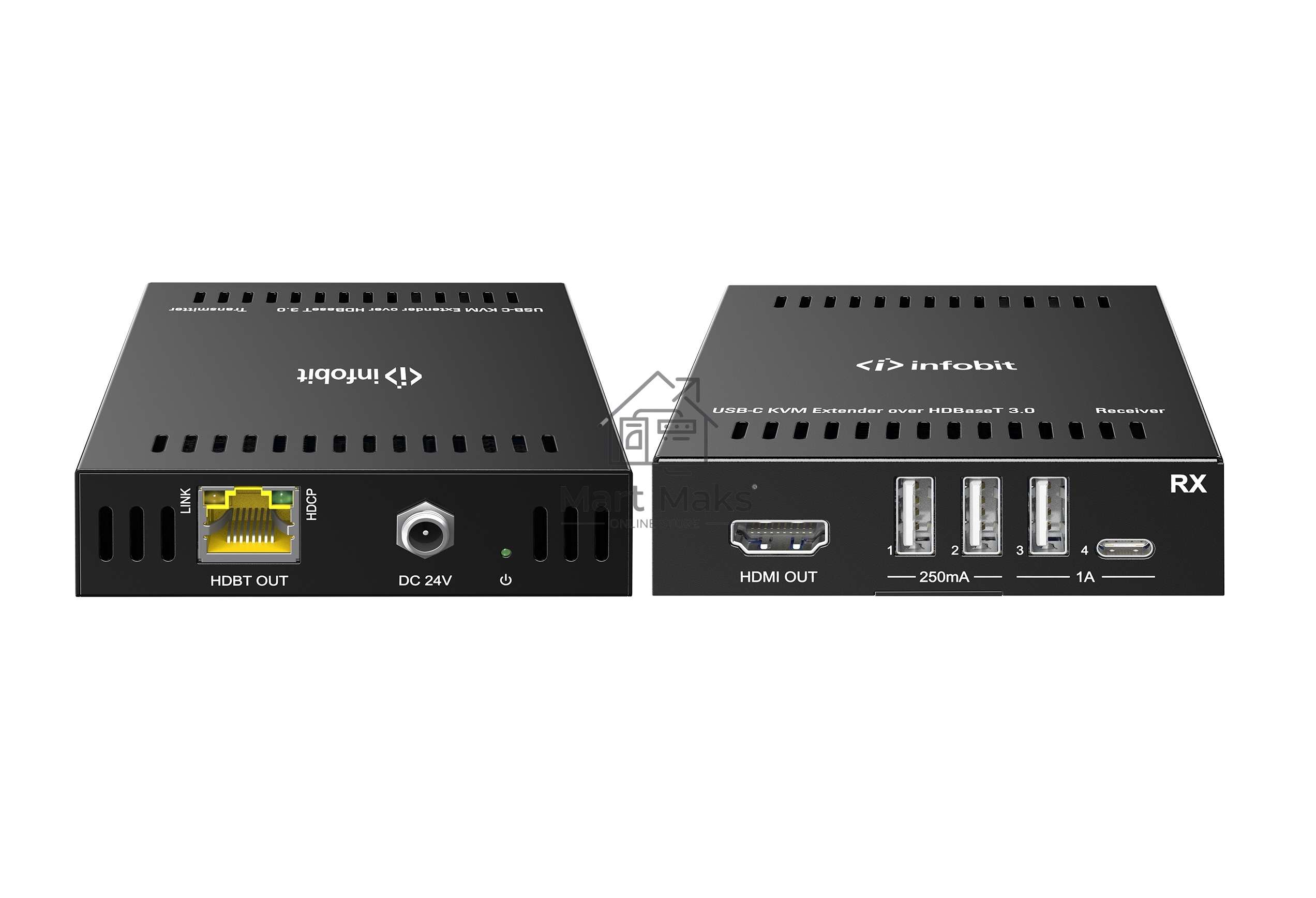 Удлинитель сигнала Infobit iTrans UC-Hub UC/KVM 4K60 USB-C через HDBase T3.0