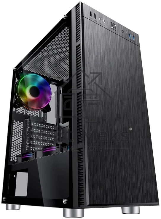 Компьютерный корпус Accord 3407 черный без БП ATX 2xUSB2.0 2xUSB3.0 audio bott PSU