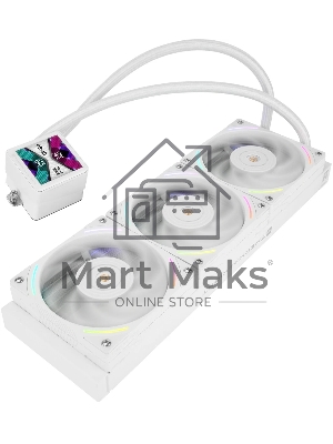 Система жидкостного охлаждения Thermalright Frozen Vision 360 V2 (360мм, LED, White, ARGB/Fans: 3x120мм, 69CFM, 27dBA, 2150RPM/Pump height 60мм, 23dBA, 3000RPM, Rad thickness 27мм/S: 1700, 1200, 1851, 115X, 2011, 2066, AM5, AM4)