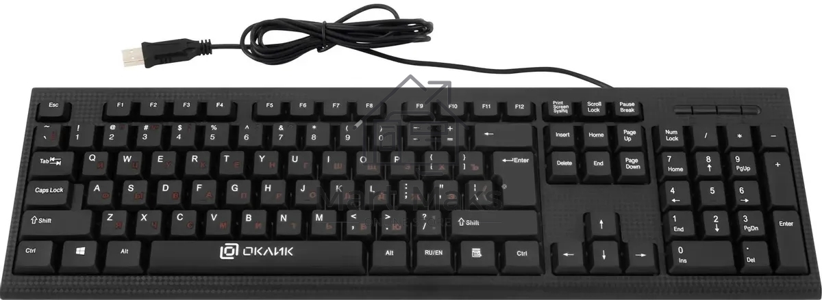 Комплект клавиатура+мышь Oklick 620M проводной, USB, 1200 DPI, чёрный