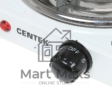 Плита настольная электрическая Centek CT-1508 белый, 1 кВт, ТЭН, конфорки - 1, эмаль, поворотные переключатели