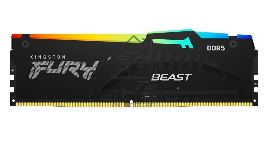Оперативная память Kingston Fury Beast Black AMD RGB, DDR5, 16GB (1x16 GB), 6000 MHz, CL36, радиатор, RGB, черный