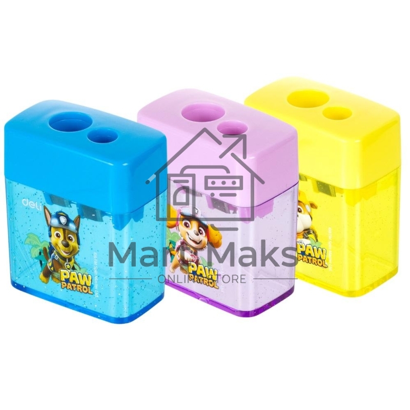 Точилка для карандашей ручная Deli EH551 Paw Patrol, 2 отверстия, пластик, ассорти, дисплей