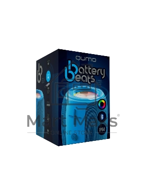 Колонка беспроводная QUMO BatteryBeats BT5.0 5Вт IP64 FM SD USB AUX подсветка 1500мА·ч синий