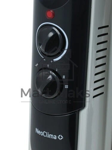 Масляный обогреватель Neoclima NC 9311, белый/черный, 2500 Вт, 25 м2, термостат