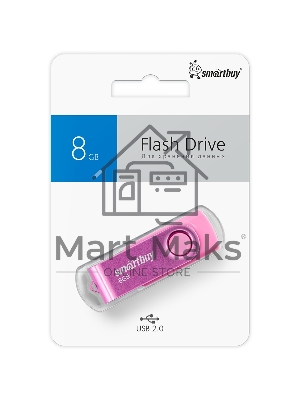 Флешка USB Smartbuy R/W Twist Pink (SB008Gb2TWP), 8Gb, USB 2.0, R/W 15/5, розовый