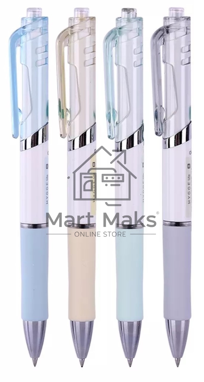 Ручка гелевая автоматическая Deli S11 ассорти, d=0.5мм, черные чернила, резиновая манжета