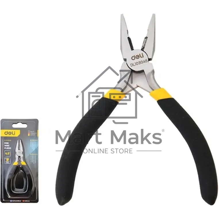 Мини-плоскогубцы Deli DL103045 115 мм, прорезиненная рукоять