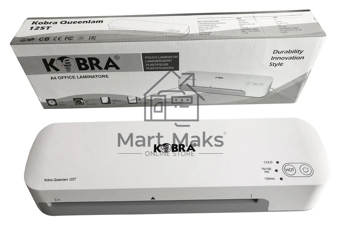Ламинатор Kobra Queenlam 125 T A4 (75-125мкм) 42см/мин (2вал.) хол.лам. лам.фото реверс