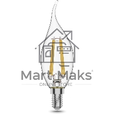 Лампа светодиодная филаментная Gauss Filament 11Вт цок.:E14 свеча 220B св.свеч.бел.нейт. CF35 (упак.:10шт)