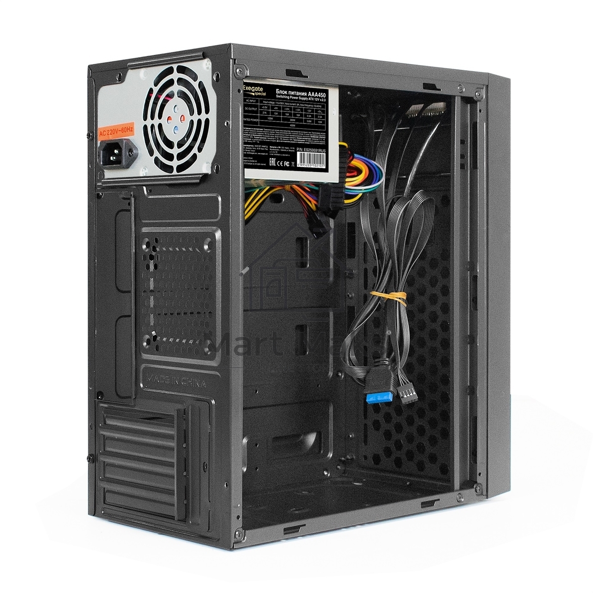 Компьютерный корпус Minitower ExeGate BAA-113U-UNS450 (mATX, БП UNS450 с вент. 12см, 2*USB+1*USB3.0, аудио, черный)