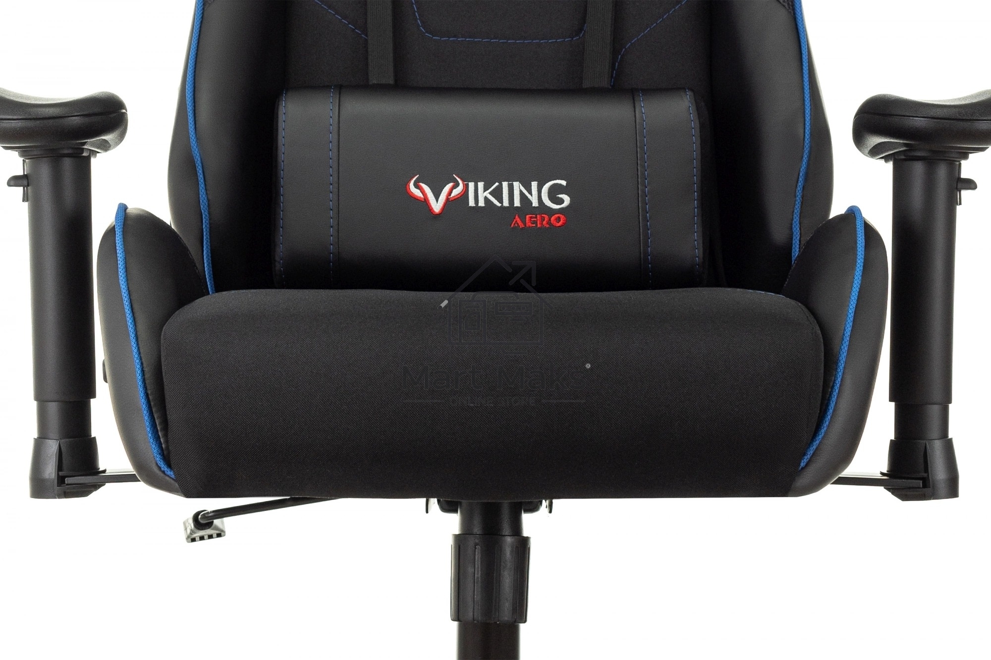 Кресло игровое Бюрократ VIKING 4 AERO BLUE черный/синий, искусст.кожа/ткань, две подушки