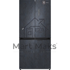 Холодильник Weissgauff WCD 450 Rock Glass NoFrost Inverter графит темный трехкамерный 287/163л морозилка снизу, No Frost, Side by Side