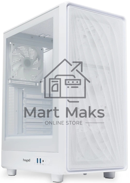 Компьютерный корпус HSPD M510, Mesh Mid Tower, белый, TG, 0.5 SPCC, 4x120мм ARGb ATX, mATX, mITX 180/280/160мм 1x2.5