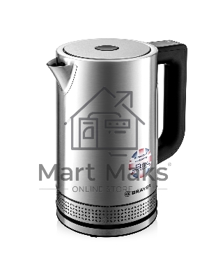 Чайник электрический BRAYER BR1060 2200 Вт, 1,7 л, стальной/черный