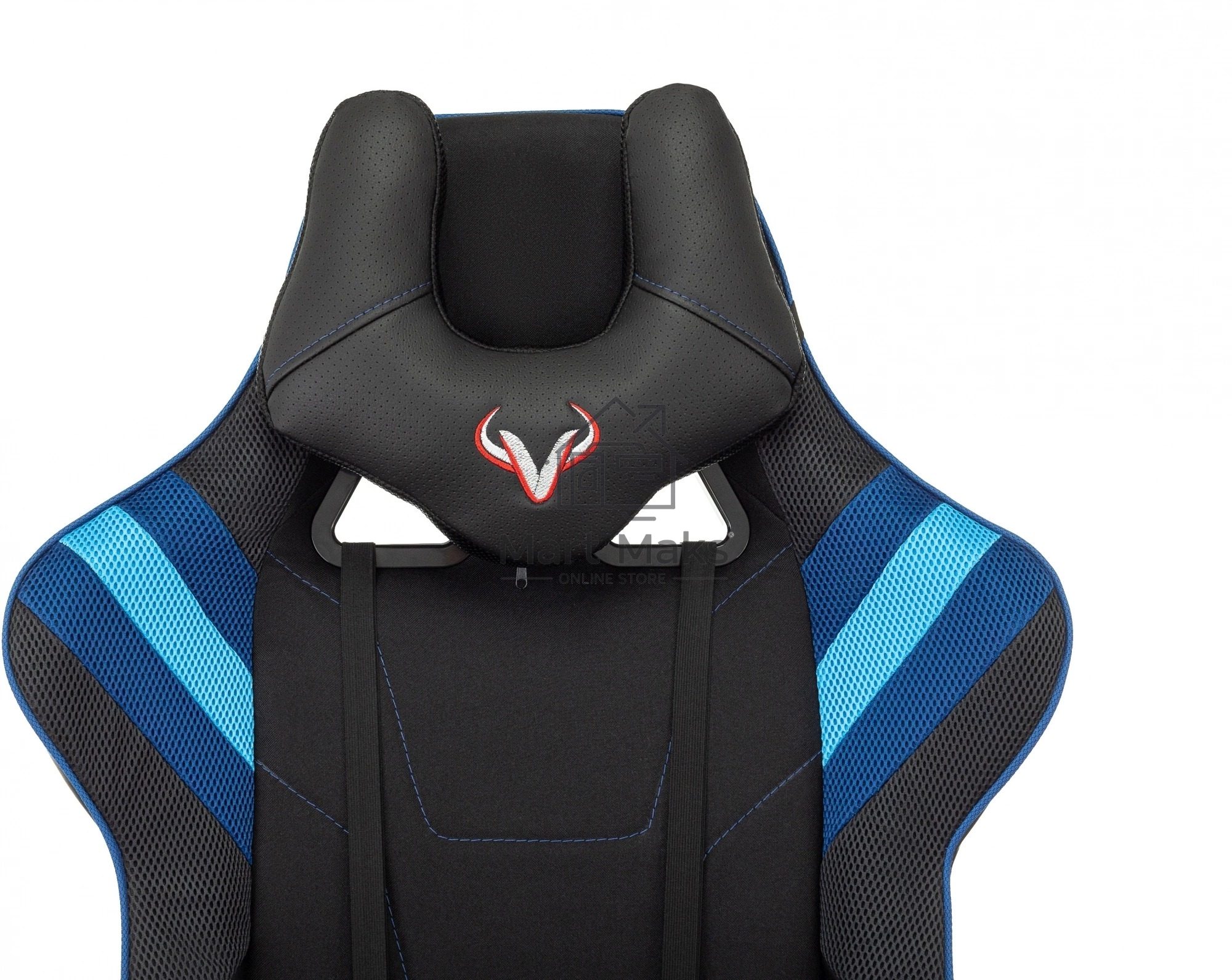 Кресло игровое Бюрократ VIKING 4 AERO BLUE черный/синий, искусст.кожа/ткань, две подушки
