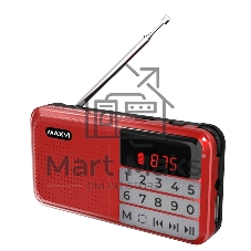 Радио FM-приемник Maxvi PR-02 red. Цифровой приемник Maxvi PR-02 предназначен для прослушивания радио и музыки. Миниатюрный Maxvi PR-02 - удобный в переноске и помещается в карман. Можно использовать карты памяти microSD и внешний USB-накопитель для воспроизведения музыки, а также аудиокниг. Благодаря функции автоматического поиска гаджет может самостоятельно находить доступные радиостанции и сохранять их в памяти