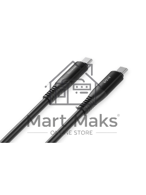 Кабель OLMIO SHIELD, Type-C - Type-C, 60W 3A, 1.2м, черный