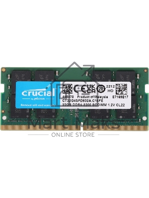 Оперативная память Crucial CT32G4SFD832A, DDR4, 32Gb (1x32 Gb), 3200 MHz, CL22, SO-DIMM, OEM