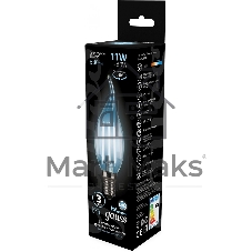 Лампа светодиодная филаментная Gauss Filament 11Вт цок.:E14 свеча 220B св.свеч.бел.нейт. CF35 (упак.:10шт)