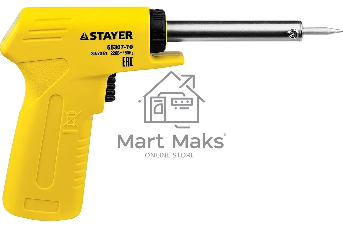 Паяльник STAYER 55307-70 master с пистолетной пластмассовой рукояткой 30 - 70Вт конус