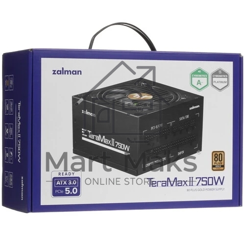 Блок питания Zalman TeraMax II Retail (ZM750-TMX2), 750Вт, PLUS Gold, 120мм, модульный, черный