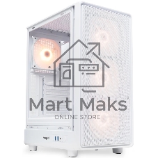 Компьютерный корпус HSPD M510, Mesh Mid Tower, белый, TG, 0.5 SPCC, 4x120мм ARGb ATX, mATX, mITX 180/280/160мм 1x2.5