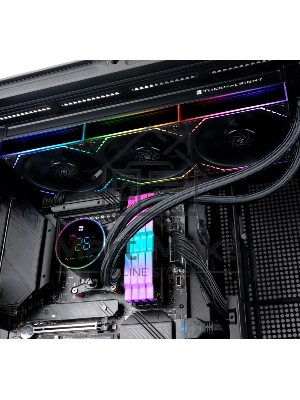 Система жидкостного охлаждения Thermalright Frozen Magic 360 Digital V2 (360мм, LED temp., Black, ARGB/Fans: 3x120мм, 68.9CFM, 28.2dBA, 2000RPM/Pump height 54.4мм, Rad thickness 27мм/S: 1700, 1200, 1851, 115X, AM5, AM4)