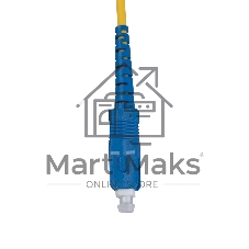 Патч-корд оптический Cabeus Tight Buffer, Simplex SC/LC, OS2 9/125, LSZH, 1,5м, Ø 3мм, синий хвостовик, жёлтый