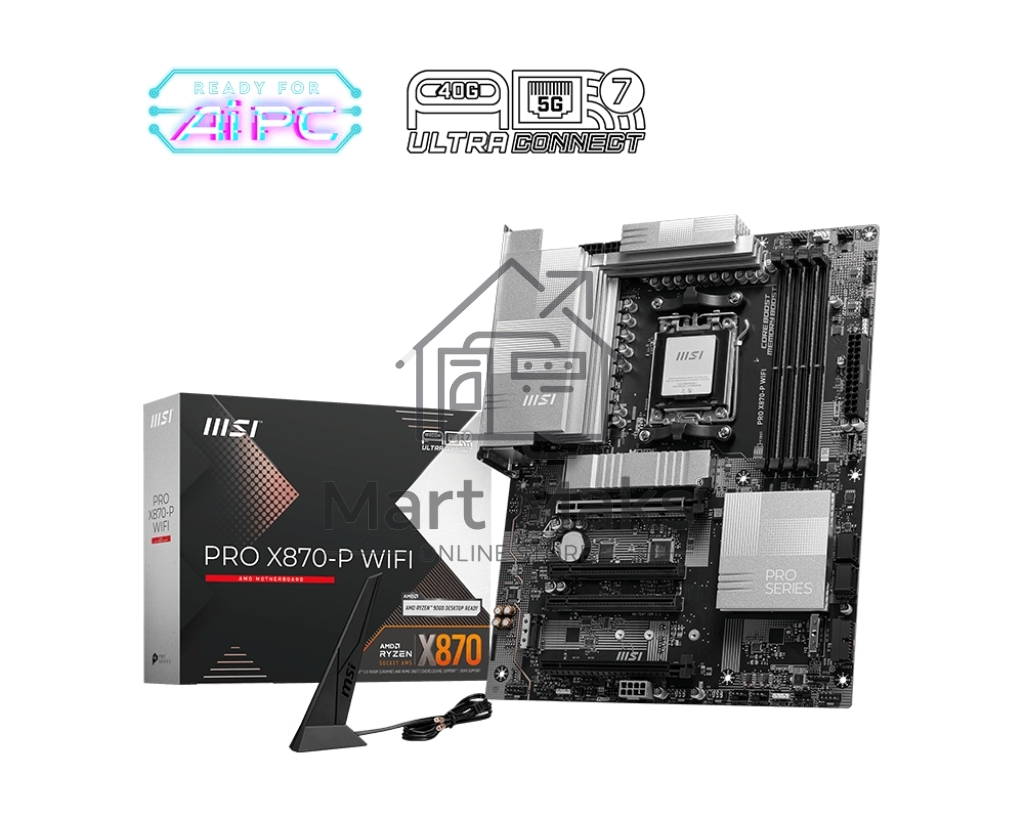 Материнская плата MSI PRO X870-P WIFI, AM5, AMD X870, 4xDDR5, 4xSATA, 3xM.2, 1xPCI-E 5.0 x16, 1xPCI-E 4.0 x16, 2xPCI-E 3.0 x1, 1xHDMI, 1xUSB-C, 1xRJ45 5Gb, 2xUSB-A 3.2 Gen 1, 2xUSB-A 3.2 Gen 2, 4xUSB-A 2.0, 1xUSB-C 3.2 Gen 2x2, 1xUSB4, 3x3.5мм, 7.1, ATX