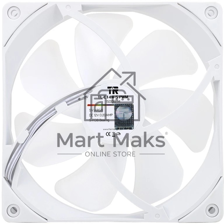 Кулер для корпуса Thermalright TL-C14W-Sx3 белый (140x140x26mm, 4-pin PWM, ARGB, 74.3CFM, 26.6dBA, 1500RPM)