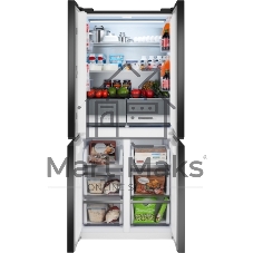 Холодильник Weissgauff WCD 450 Rock Glass NoFrost Inverter графит темный трехкамерный 287/163л морозилка снизу, No Frost, Side by Side