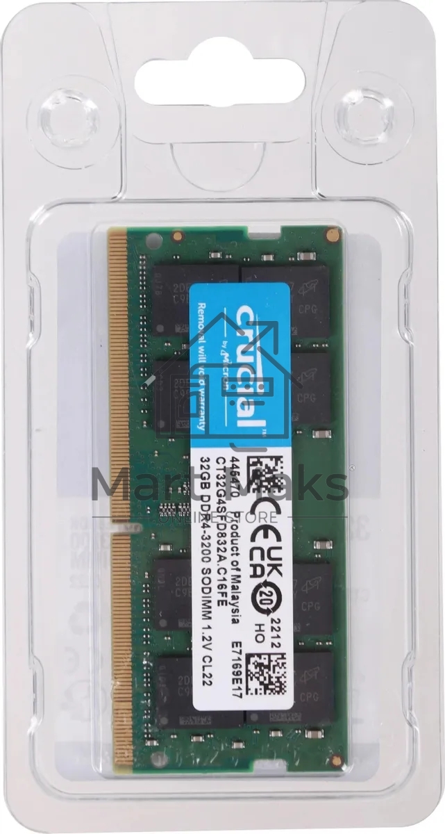 Оперативная память Crucial CT32G4SFD832A, DDR4, 32Gb (1x32 Gb), 3200 MHz, CL22, SO-DIMM, OEM