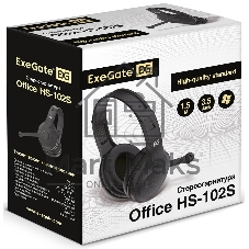 Гарнитура ExeGate Office HS-102S чёрный, проводная, 3.5 мм, накладные, регулятор громкости