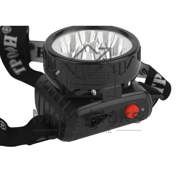 Фонарь налобный светодиодный Трофи TG9 ударопрочный, 9 LED, 2 режима, аккумуляторный, черный