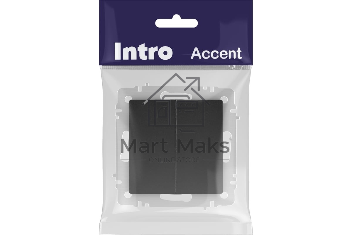 Выключатель Intro Accent 6-104-05 двойн. 10А-250В IP20 СУ AL/CU антрацит Б0063488