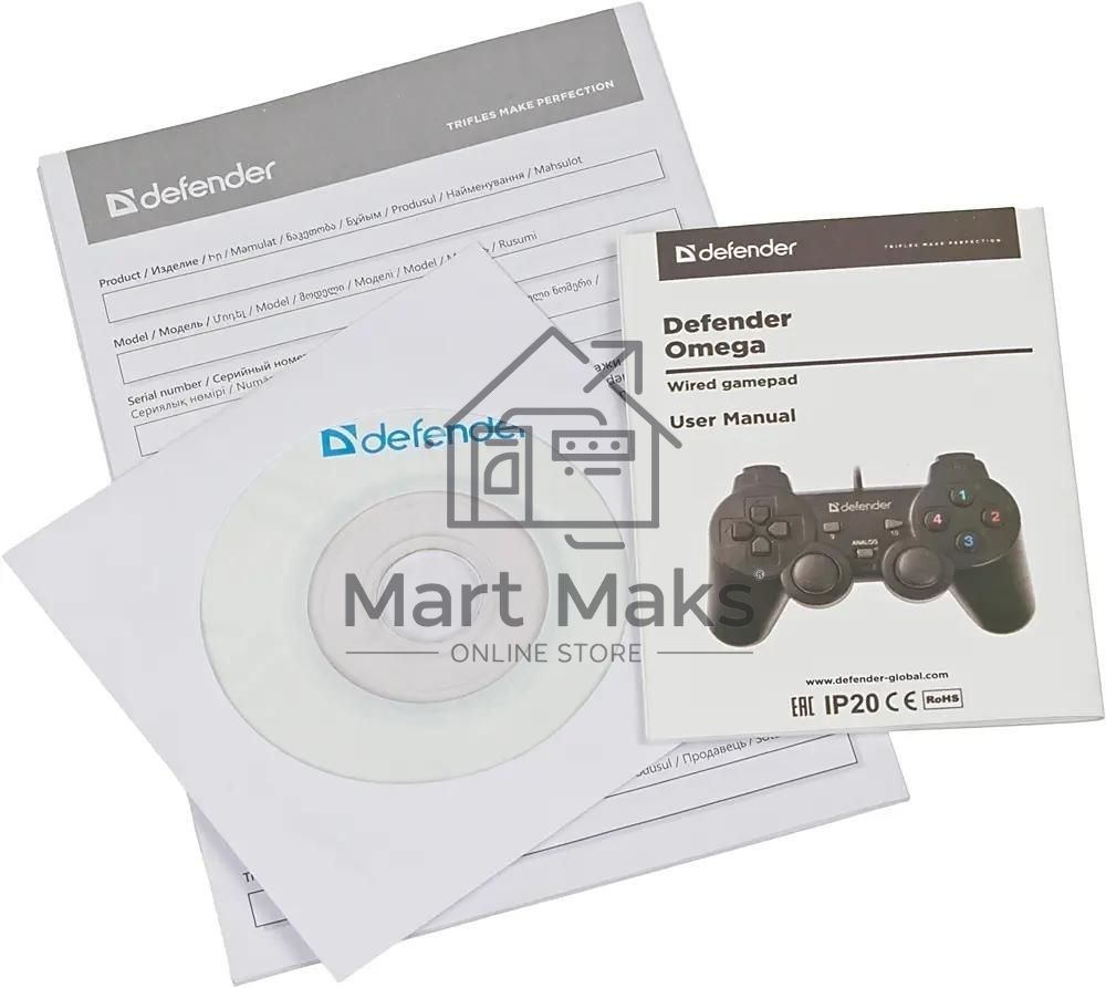 Геймпад Defender Omega USB, Проводной геймпад, 12 кнопок, 2 стика