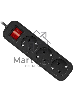 Удлинитель Defender с заземлением G330 Выключатель, 3.0 м, 3 розетки