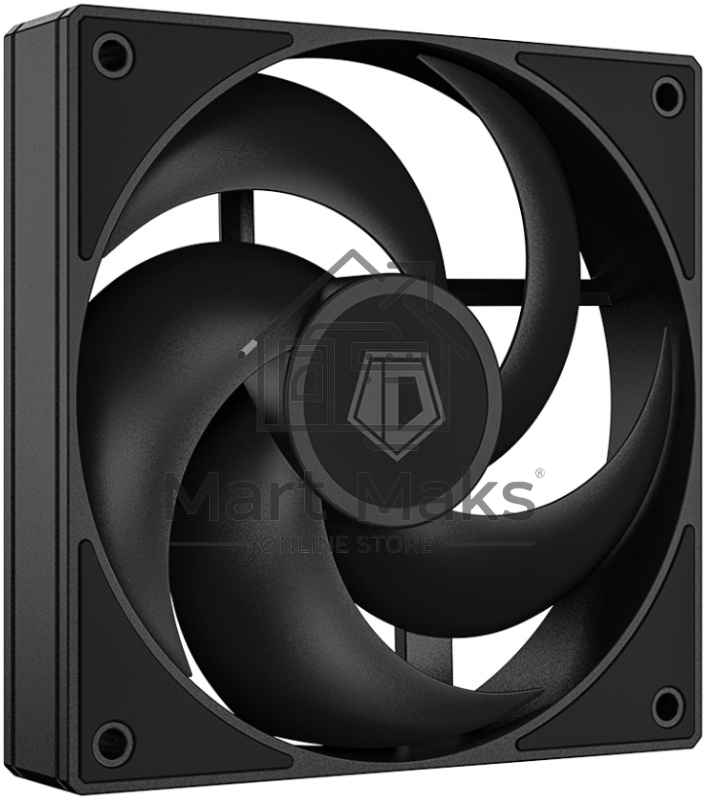 Вентилятор для корпуса ID-Cooling AS-120-K черный, 120 мм, 2000 об/мин, 27.2 дБ, 4 pin