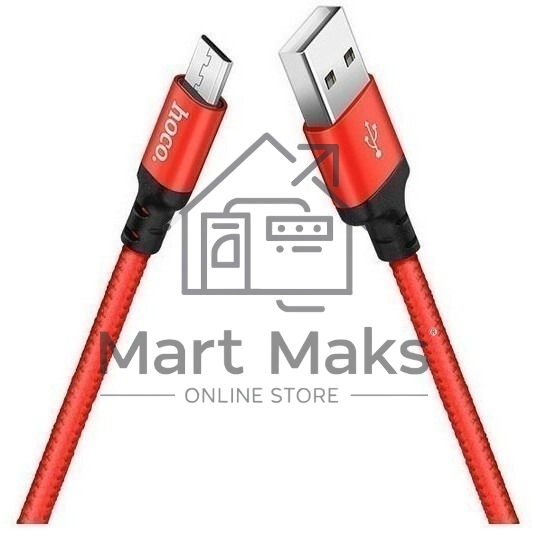 Кабель HOCO X14 красный/черный HC-62912 USB - microUSB, 2m, 1.7A, Нейлон