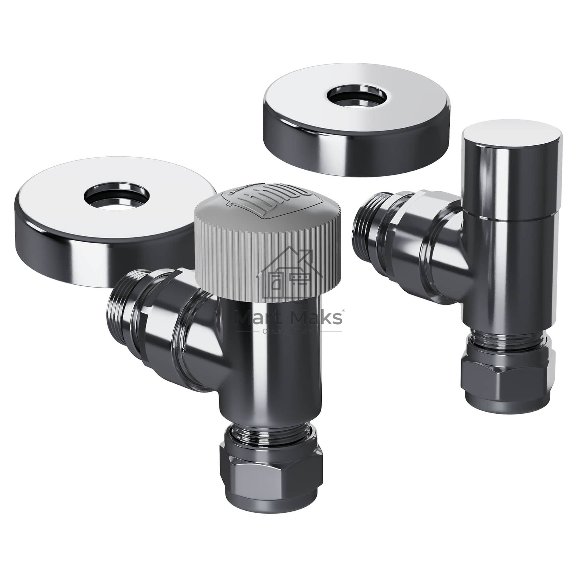 Набор термостатический угловой Royal Thermo Design Pro 15мм М30х1,5 (Хром)