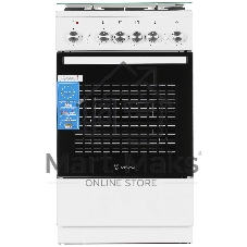 Плита комбинированная De Luxe 5040.40ГЭ (КР) ЧР белый, конфорок 4 шт, духовка 43 л, 50 см x 85 см x 50 см