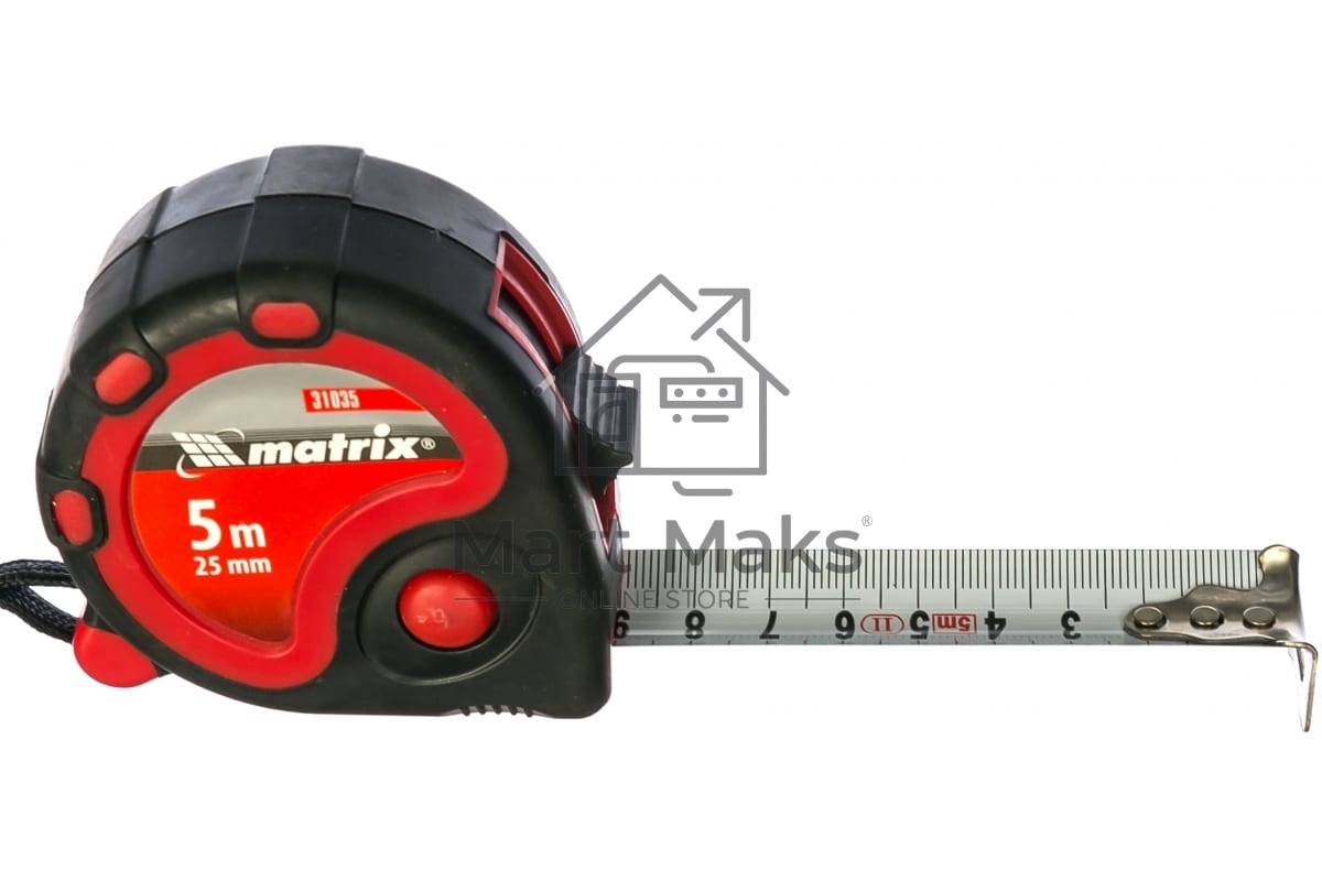 Рулетка MATRIX 31035 status 3 fixations 5мх25мм двухкомпонентный корпус 3 фиксации ленты