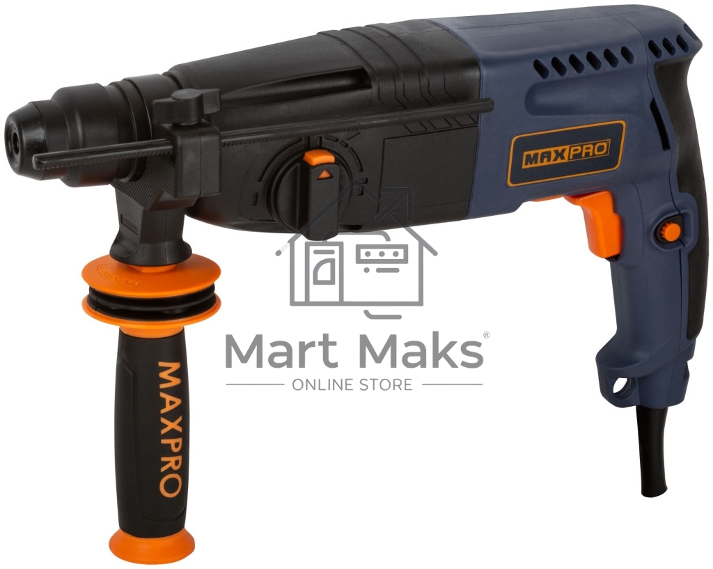 Перфоратор монтажный MAX-PRO MPRH620/24V 620 Вт, 0-1000 об/мин, 2,5 Дж, 3 режима, Д/Б/М-30/24/13, 2,8 кг, SDS-PLUS, антивибрационная ручка, резиновые вставки, рез