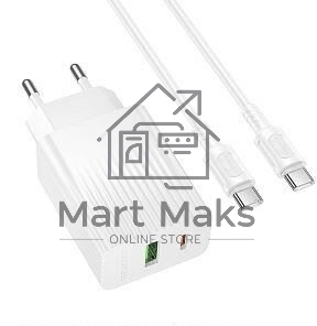 Сетевое зарядное устройство BOROFONE (6941991122927) BAS76Aaa 1USB+1Type-C 3.0A QC3.0 PD30W для Type-C Type-C White