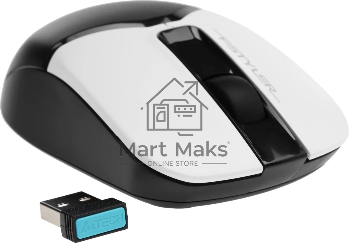 Мышь беспроводная A4Tech Fstyler FB12 белый/черный, 1200 dpi, радиоканал, Bluetooth, USB, кнопки - 3