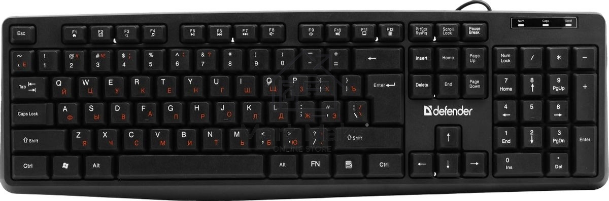 Клавиатура проводная Defender Concept HB-164, USB, черный